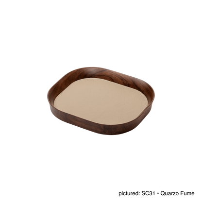 x Poltrona Frau Walnut Wood Valet Tray, Rectangular with Pelle Frau® Leather Inlay