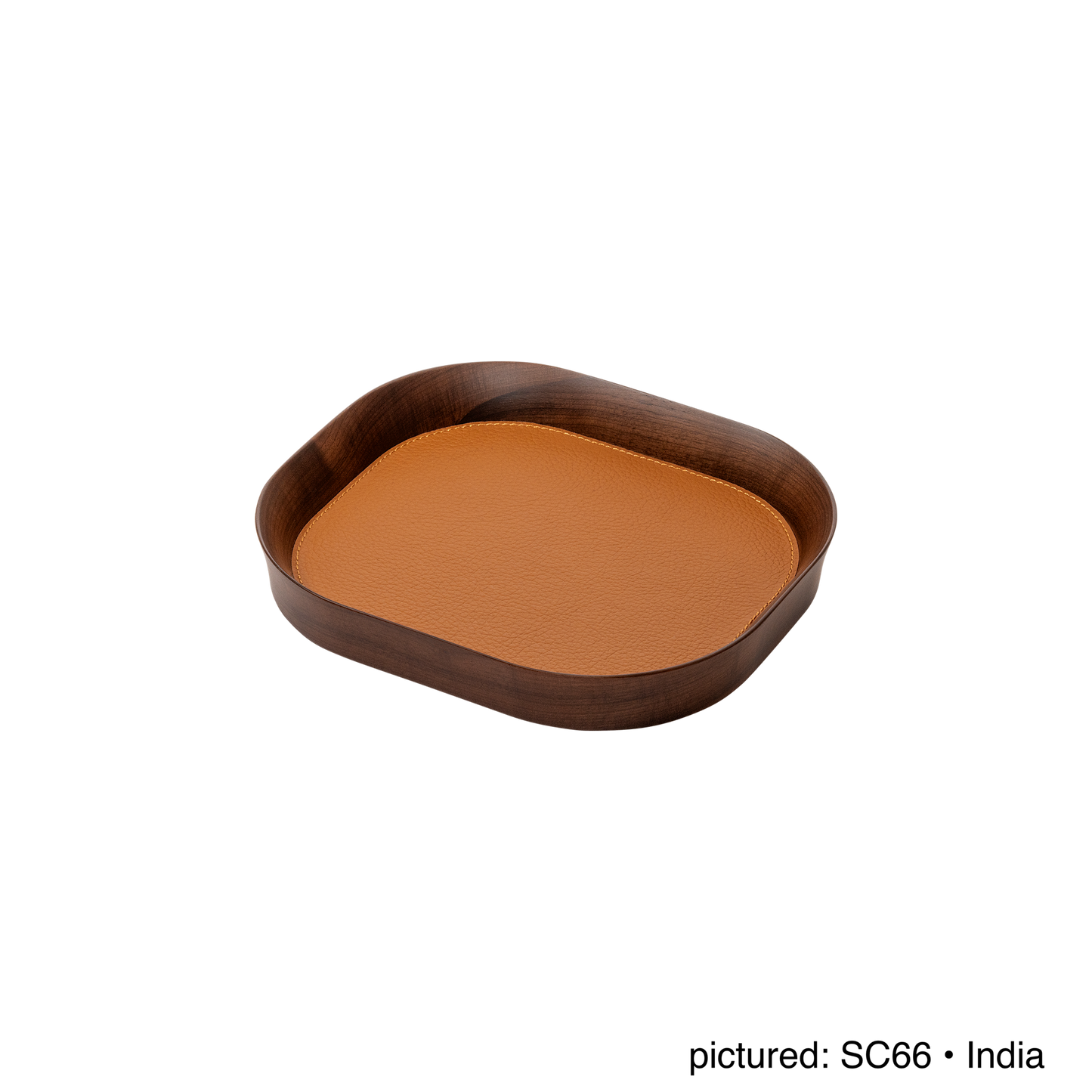 x Poltrona Frau Walnut Wood Valet Tray, Rectangular with Pelle Frau® Leather Inlay