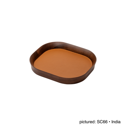 x Poltrona Frau Walnut Wood Valet Tray, Rectangular with Pelle Frau® Leather Inlay