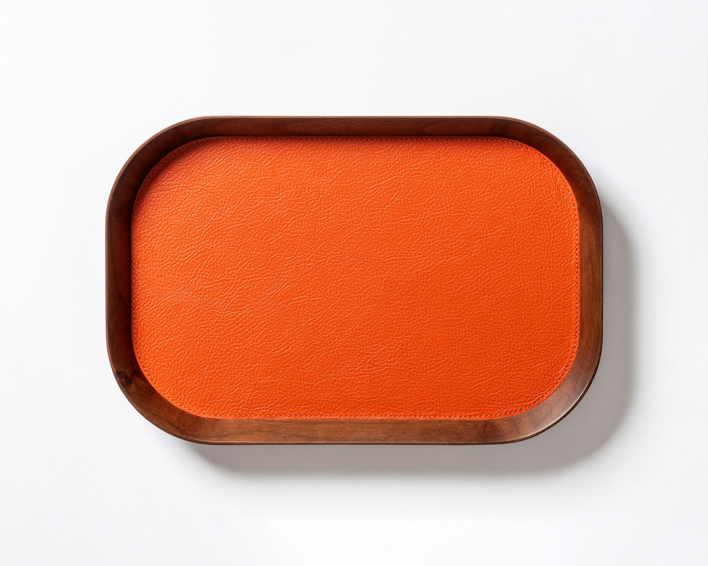 x Poltrona Frau Walnut Wood Valet Tray, Rectangular with Pelle Frau® Leather Inlay
