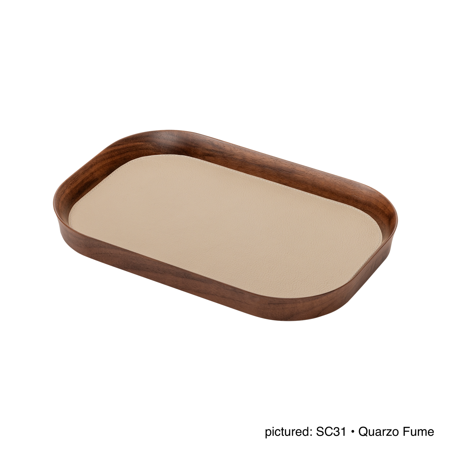 x Poltrona Frau Walnut Wood Valet Tray, Rectangular with Pelle Frau® Leather Inlay