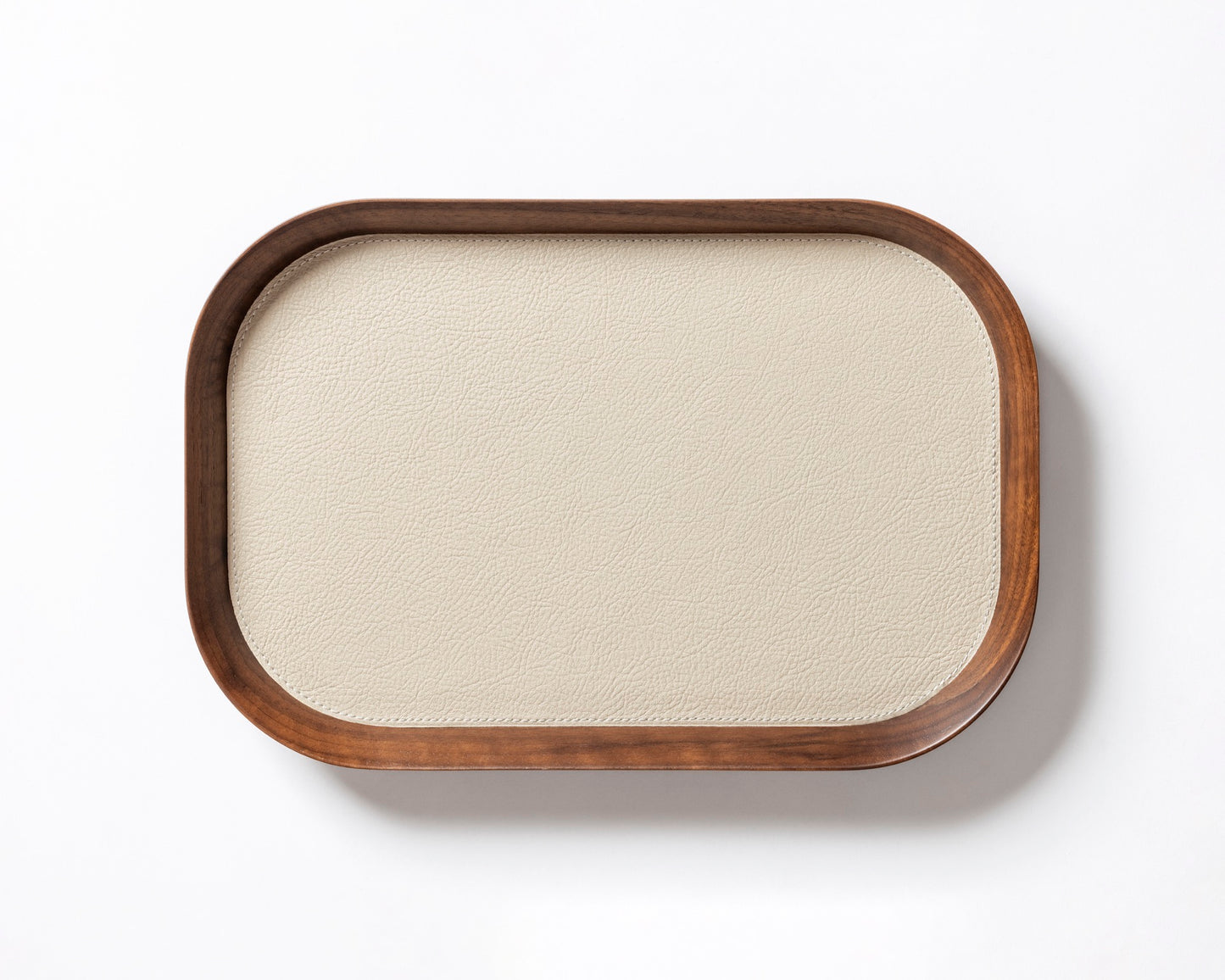 x Poltrona Frau Walnut Wood Valet Tray, Rectangular with Pelle Frau® Leather Inlay