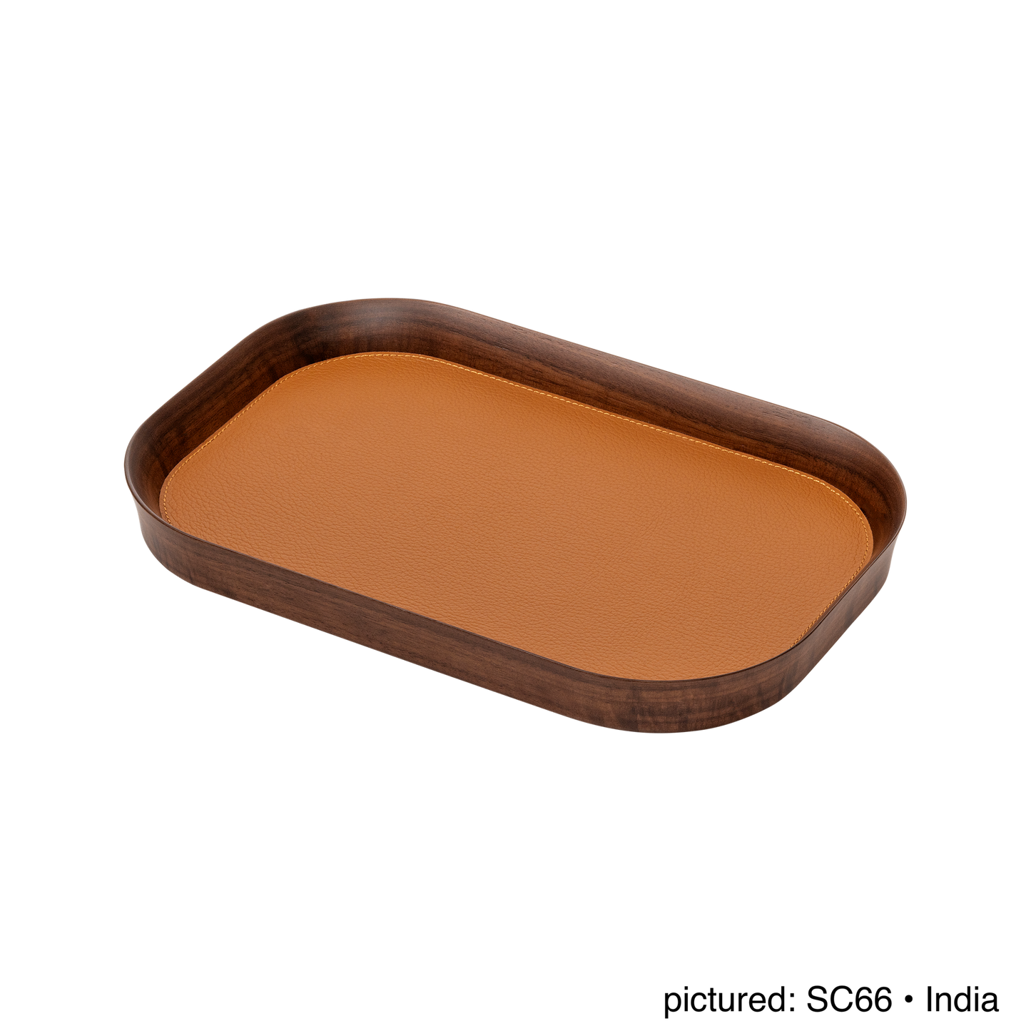 x Poltrona Frau Walnut Wood Valet Tray, Rectangular with Pelle Frau® Leather Inlay