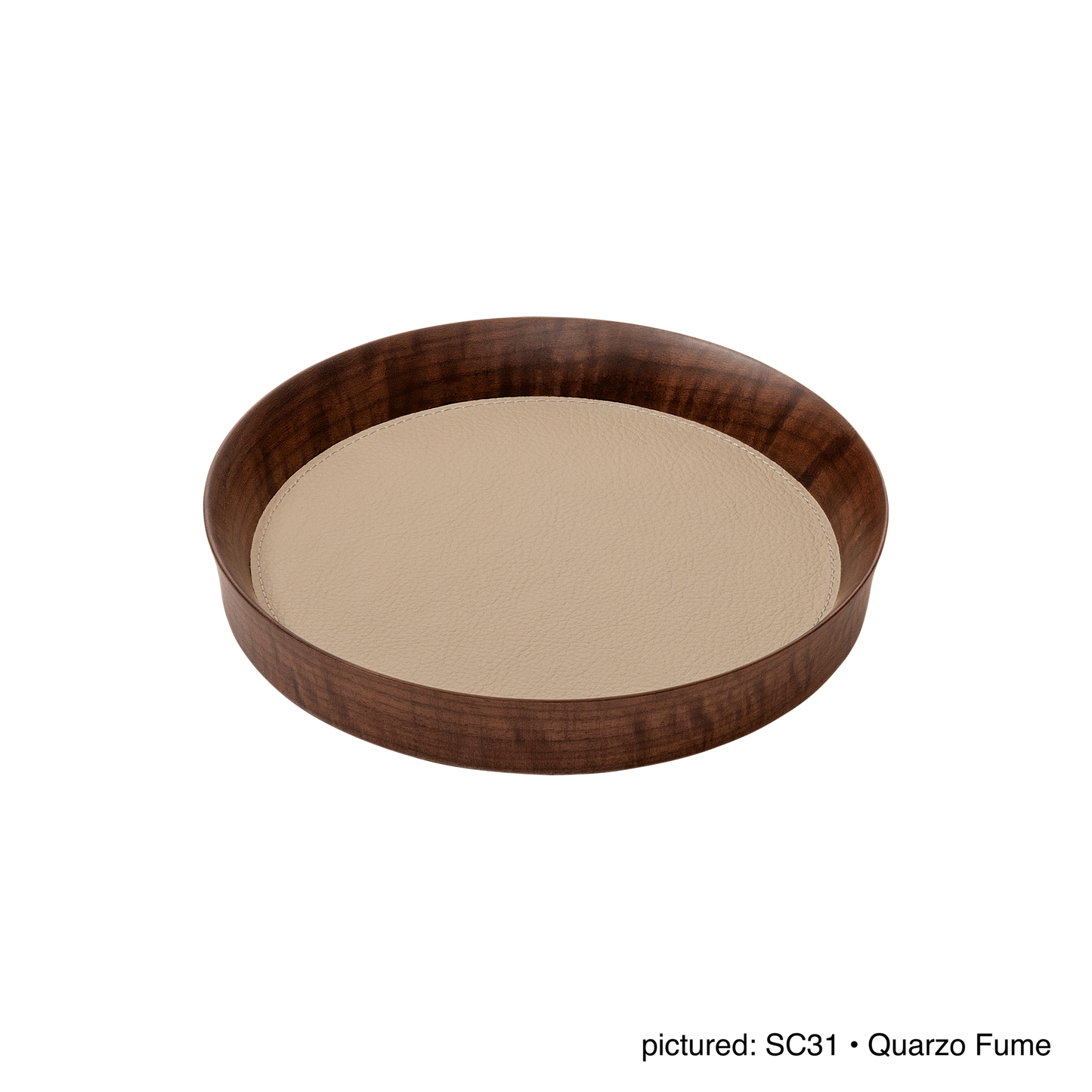 Giobagnara | Valet Tray Pelle Frau®: Walnut wood tray with leather inlay in multiple shapes and sizes | Decor / Valet Trays | 2Jour Concierge, your luxury lifestyle shop | premium leather and wood accessories for refined interiors