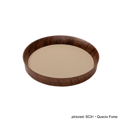 Giobagnara | Valet Tray Pelle Frau®: Walnut wood tray with leather inlay in multiple shapes and sizes | Decor / Valet Trays | 2Jour Concierge, your luxury lifestyle shop | premium leather and wood accessories for refined interiors