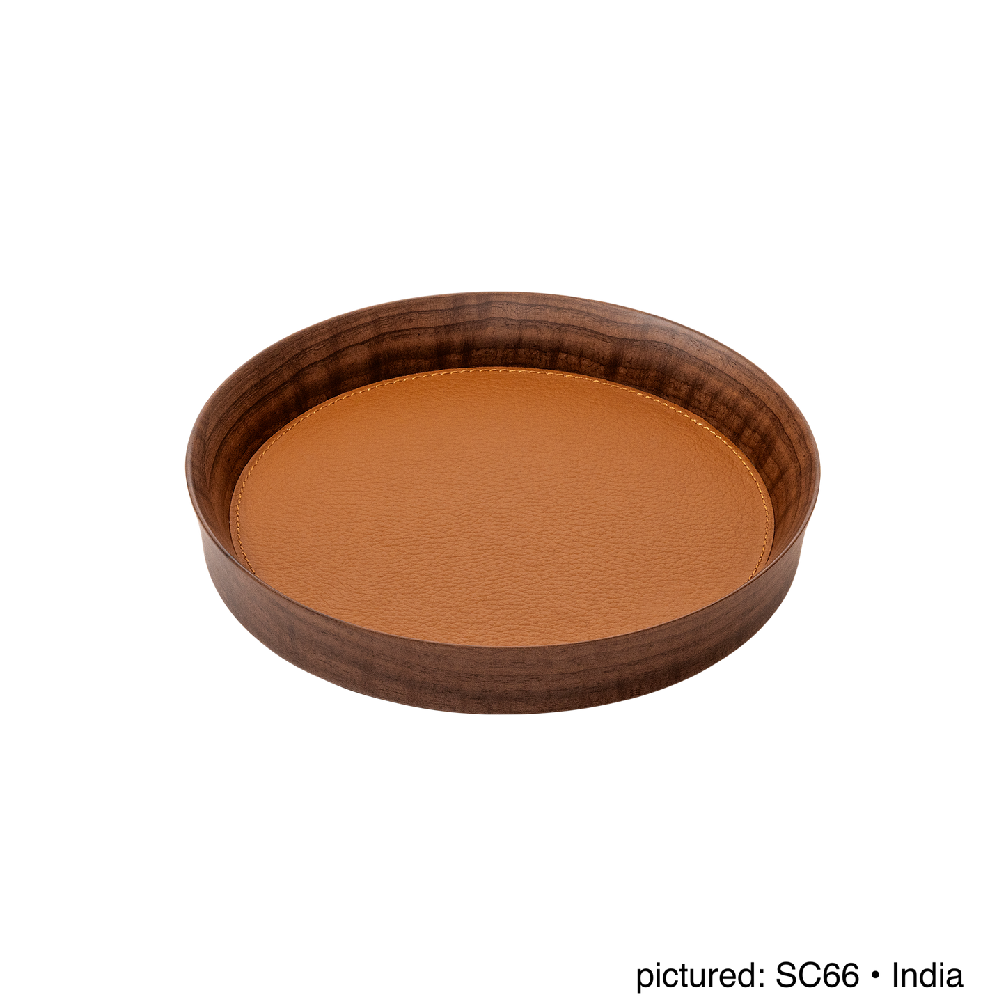 Giobagnara | Valet Tray Pelle Frau®: Walnut wood tray with leather inlay in multiple shapes and sizes | Decor / Valet Trays | 2Jour Concierge, your luxury lifestyle shop | premium leather and wood accessories for refined interiors