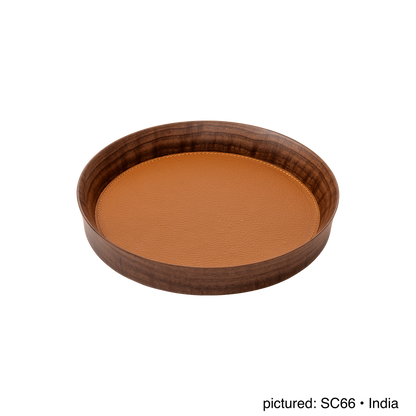 Giobagnara | Valet Tray Pelle Frau®: Walnut wood tray with leather inlay in multiple shapes and sizes | Decor / Valet Trays | 2Jour Concierge, your luxury lifestyle shop | premium leather and wood accessories for refined interiors