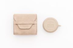 x Poltrona Frau Leather-Covered Pocket Tape Measure with Suede Pouch
