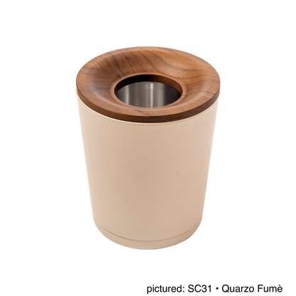 Giobagnara | Table Waste Bin Pelle Frau®: Leather-covered walnut bin with steel insert | Tabletop & Condiment Accessories | 2Jour Concierge | luxury tabletop accessories and waste solutions
