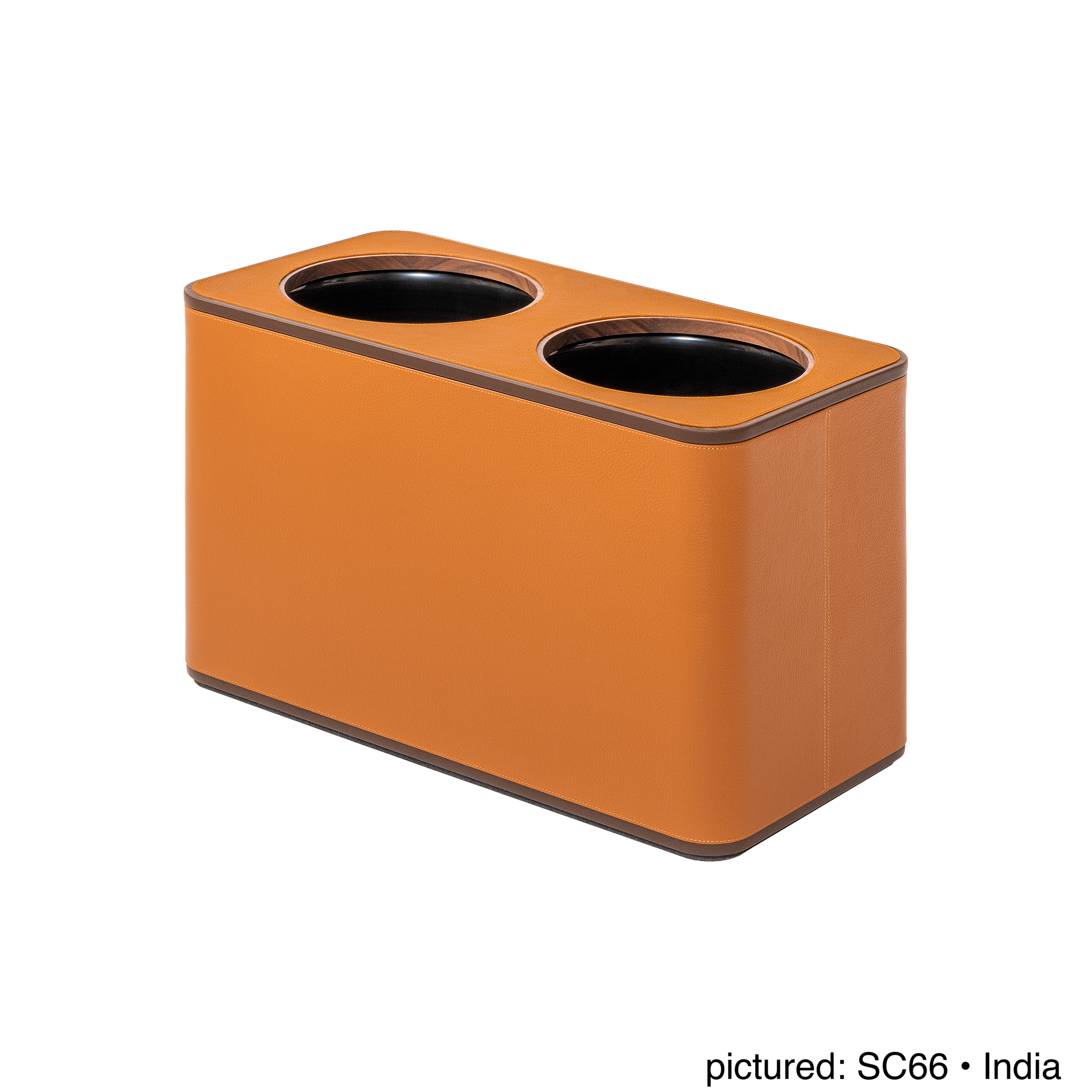 Giobagnara | Double Sorting Bin Pelle Frau®: Leather-covered bin with dual compartments and metal inserts | Desk Sets & Organizers | 2Jour Concierge | luxury office accessories