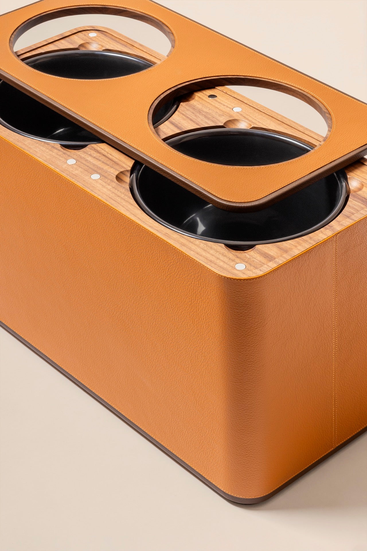 Giobagnara | Double Sorting Bin Pelle Frau®: Leather-covered bin with dual compartments and metal inserts | Desk Sets & Organizers | 2Jour Concierge | luxury office accessories