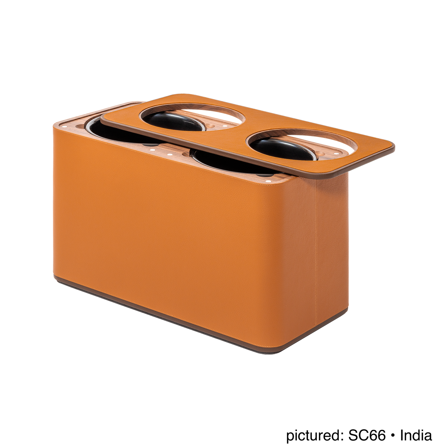 Giobagnara | Double Sorting Bin Pelle Frau®: Leather-covered bin with dual compartments and metal inserts | Desk Sets & Organizers | 2Jour Concierge | luxury office accessories