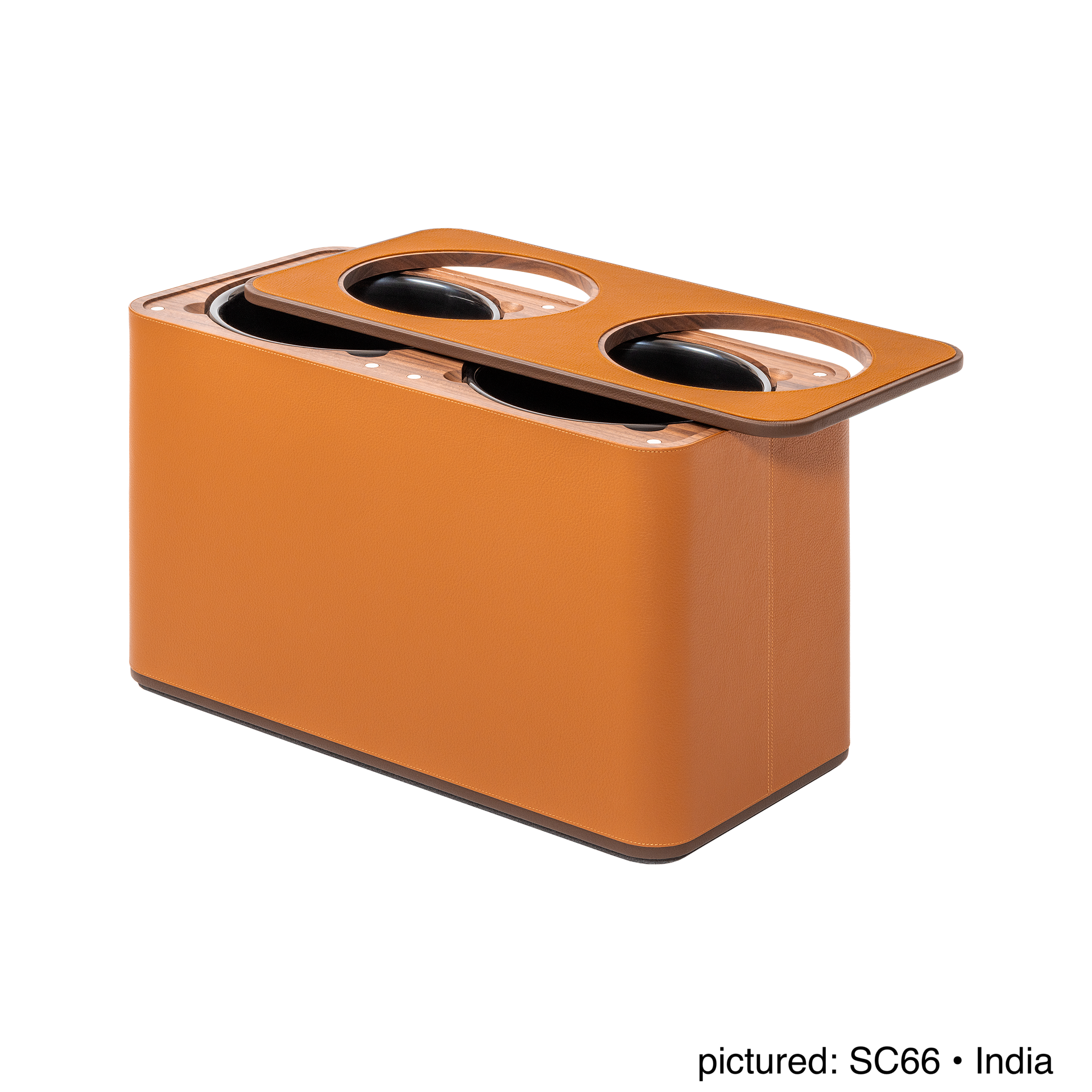 Giobagnara | Double Sorting Bin Pelle Frau®: Leather-covered bin with dual compartments and metal inserts | Desk Sets & Organizers | 2Jour Concierge | luxury office accessories