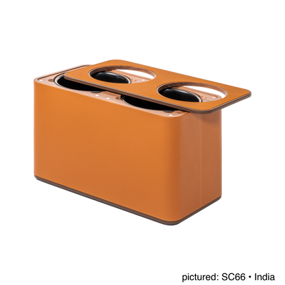 Giobagnara | Double Sorting Bin Pelle Frau®: Leather-covered bin with dual compartments and metal inserts | Desk Sets & Organizers | 2Jour Concierge | luxury office accessories