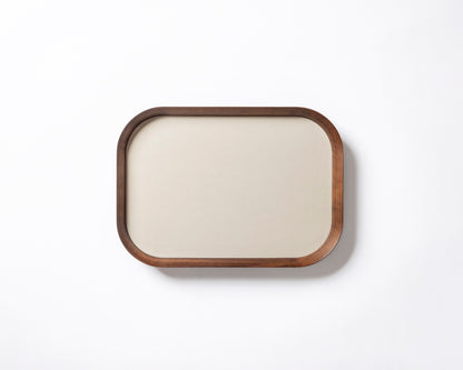 Giobagnara | Rectangular Tray Pelle Frau®: Walnut wood tray with leather inlay in multiple sizes | Serveware & Hospitality / Trays | 2Jour Concierge | luxury serving trays and tabletop accessories