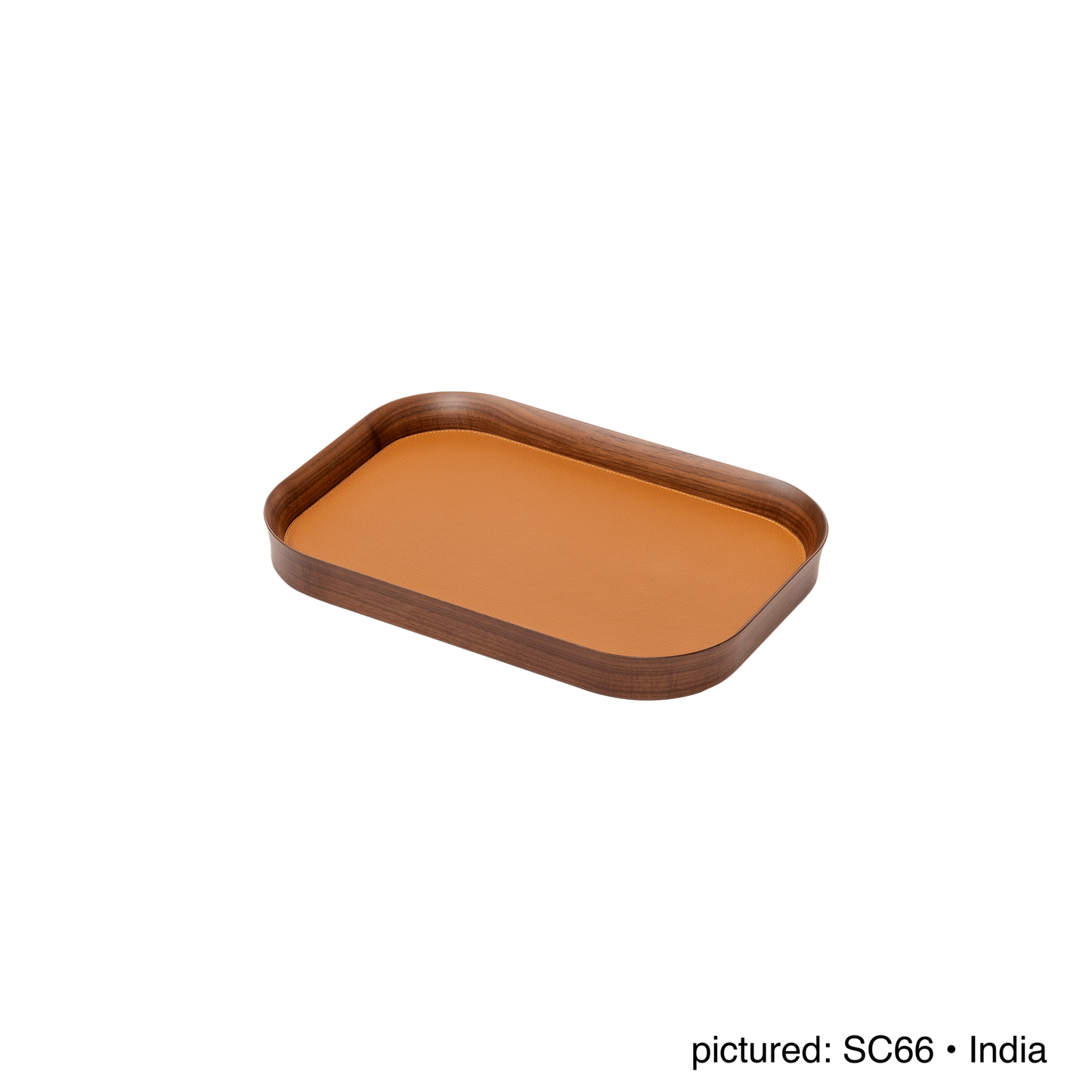 x Poltrona Frau Walnut Wood Tray, Rectangular with Pelle Frau® Leather Inlay