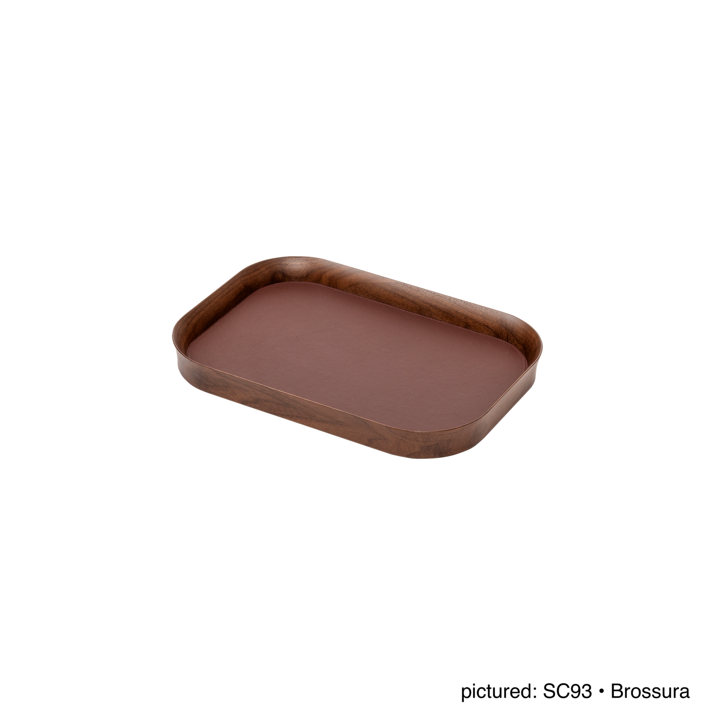 x Poltrona Frau Walnut Wood Tray, Rectangular with Pelle Frau® Leather Inlay