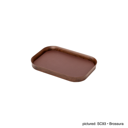 x Poltrona Frau Walnut Wood Tray, Rectangular with Pelle Frau® Leather Inlay