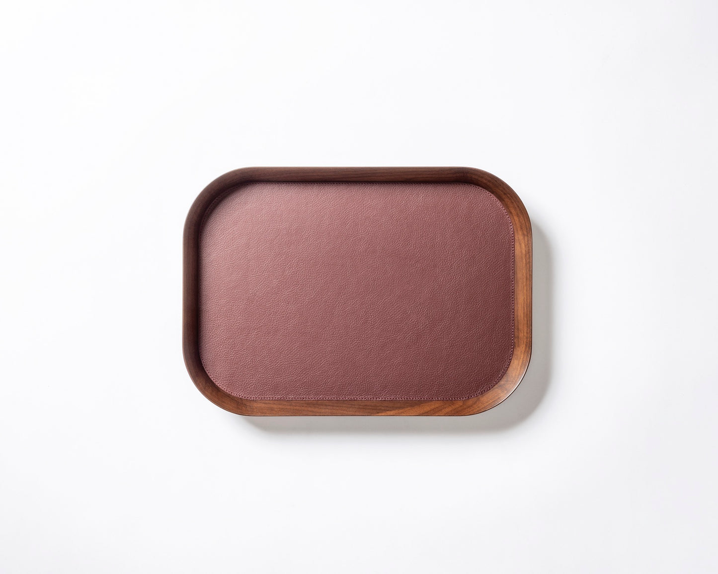 Giobagnara | Rectangular Tray Pelle Frau®: Walnut wood tray with leather inlay in multiple sizes | Serveware & Hospitality / Trays | 2Jour Concierge | luxury serving trays and tabletop accessories