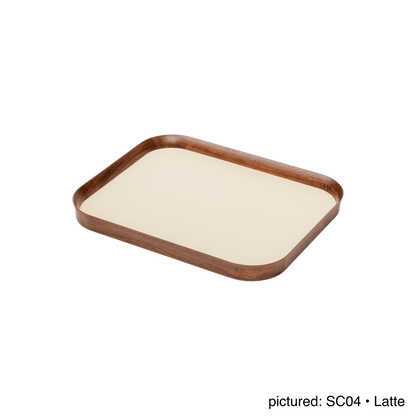 x Poltrona Frau Walnut Wood Tray, Rectangular with Pelle Frau® Leather Inlay