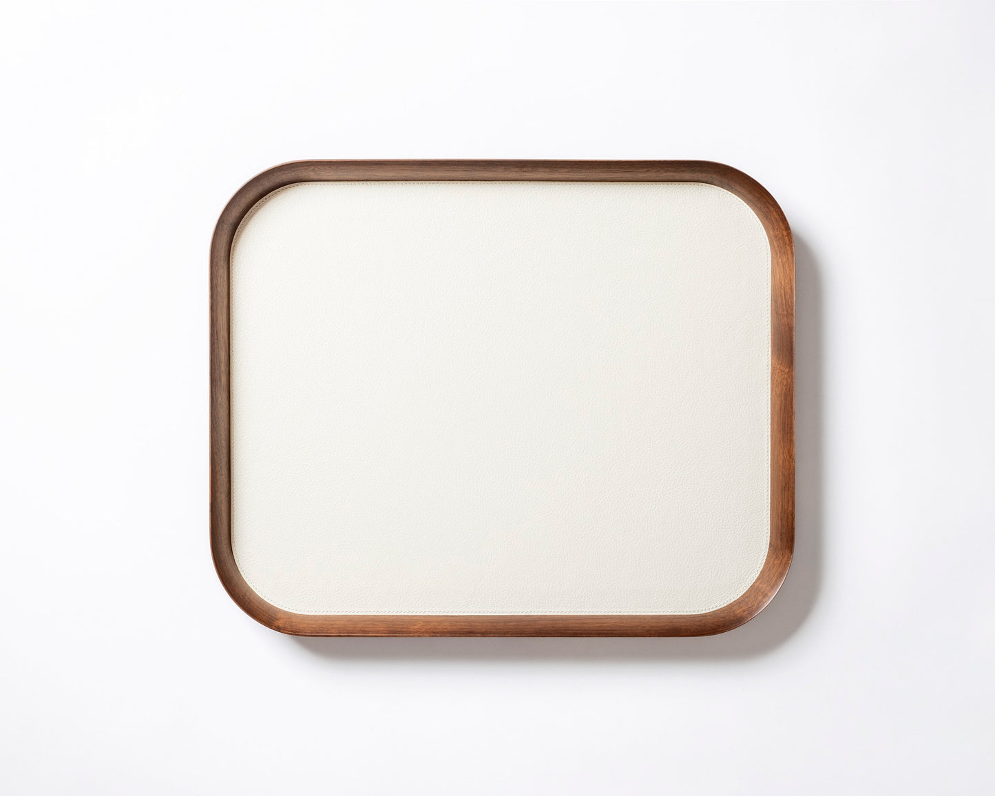 Giobagnara | Rectangular Tray Pelle Frau®: Walnut wood tray with leather inlay in multiple sizes | Serveware & Hospitality / Trays | 2Jour Concierge | luxury serving trays and tabletop accessories