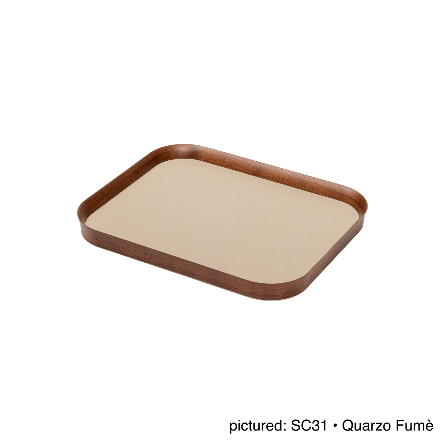 x Poltrona Frau Walnut Wood Tray, Rectangular with Pelle Frau® Leather Inlay