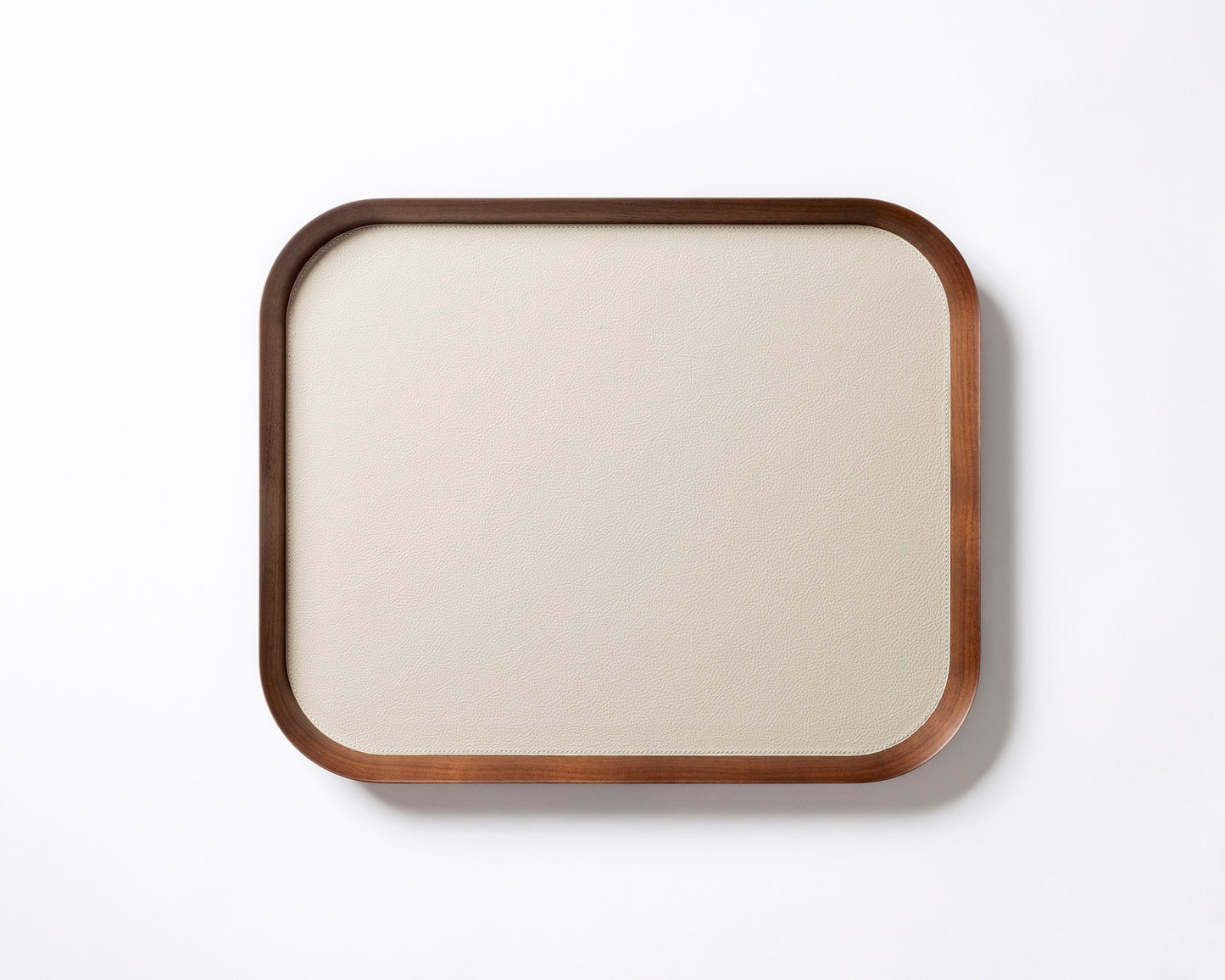 Giobagnara | Rectangular Tray Pelle Frau®: Walnut wood tray with leather inlay in multiple sizes | Serveware & Hospitality / Trays | 2Jour Concierge | luxury serving trays and tabletop accessories