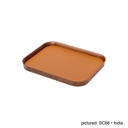 x Poltrona Frau Walnut Wood Tray, Rectangular with Pelle Frau® Leather Inlay