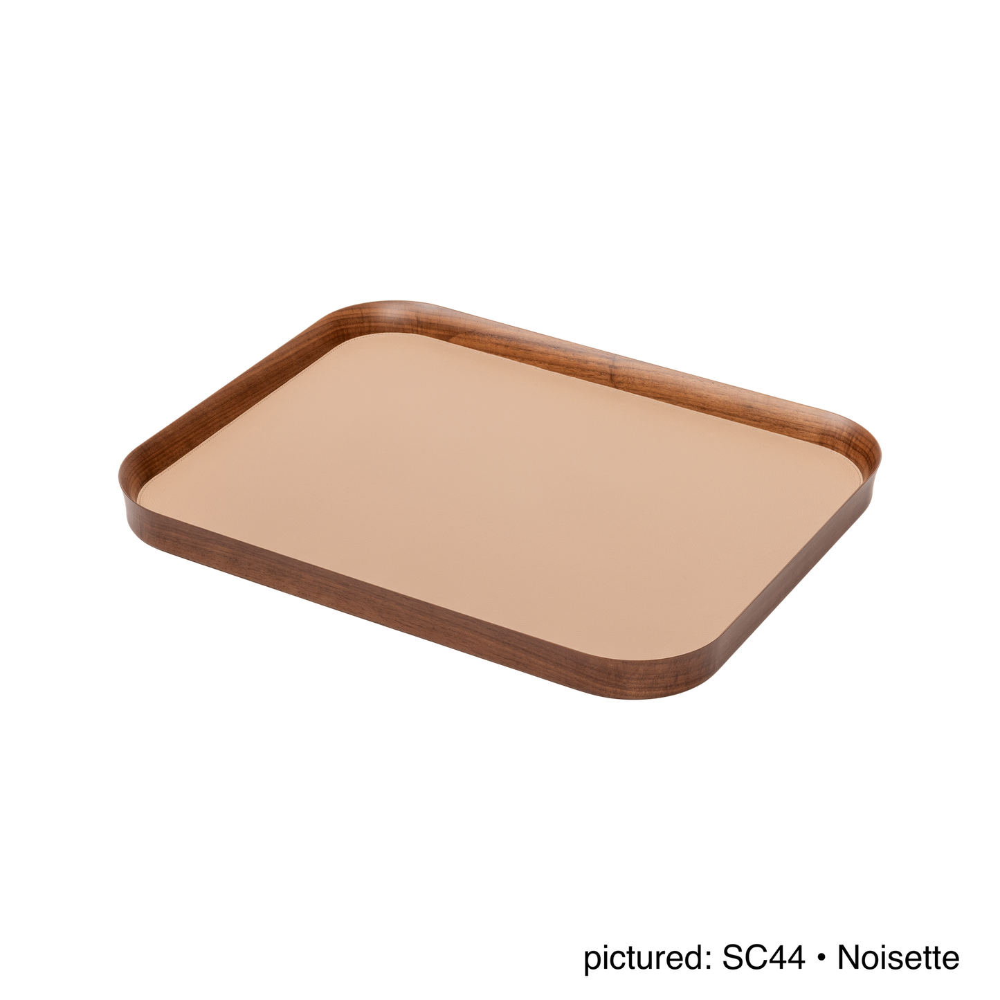x Poltrona Frau Walnut Wood Tray, Rectangular with Pelle Frau® Leather Inlay