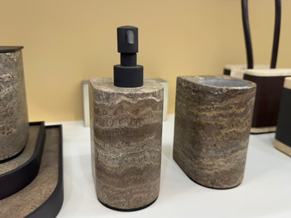 x Glenn Sesti Nobble Marble Soap Dispenser with Brushed Bronze Detailing