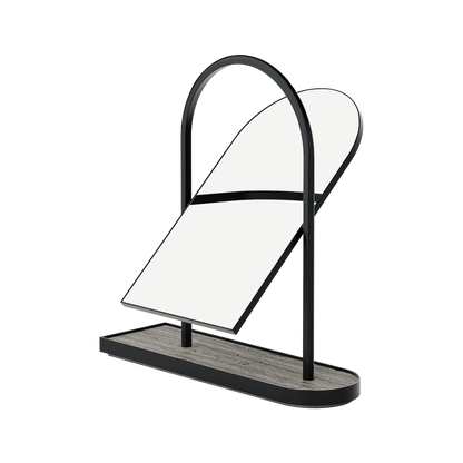 Giobagnara Noble | Freestanding Mirror: Travertine marble with brushed bronze detailing and smooth finish | Bathroom / Freestanding Mirrors | 2Jour Concierge, your luxury lifestyle shop | luxury interiors, hospitality décor, elegant living, designer home accessories, boutique hotels, refined lifestyle, yacht décor, office décor, executive interiors