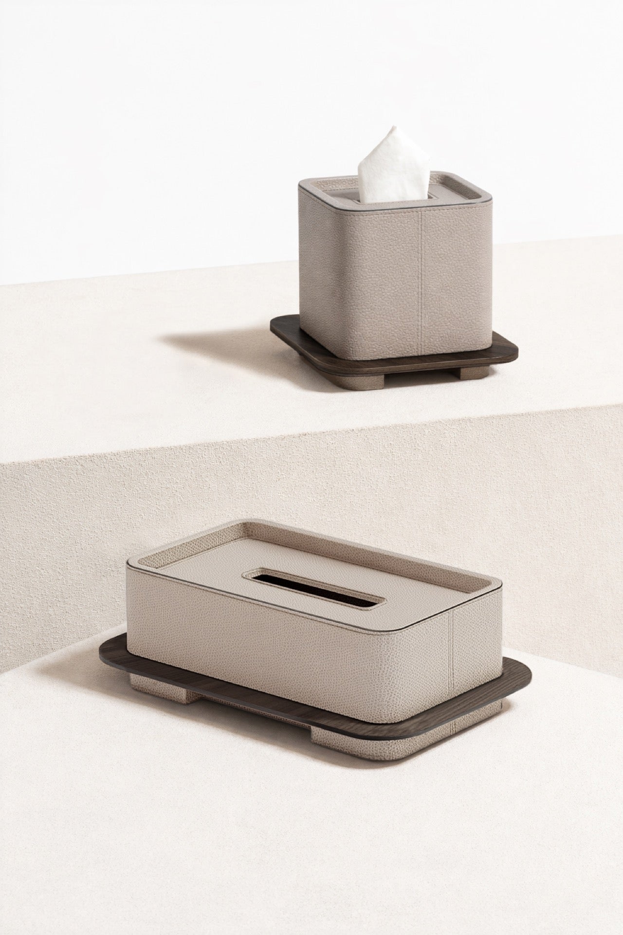 x Glenn Sestig Lloyd Leather-Covered Tissue Holder with Wooden Frame
