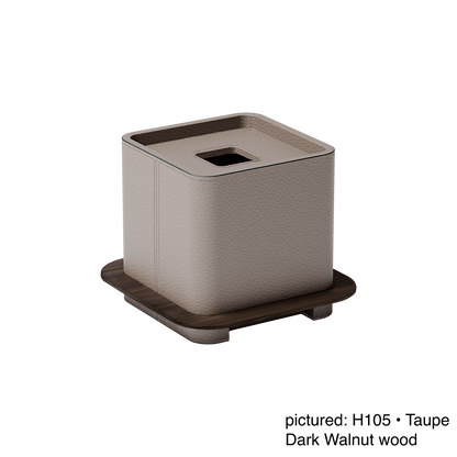 x Glenn Sestig Lloyd Leather-Covered Tissue Holder with Wooden Frame