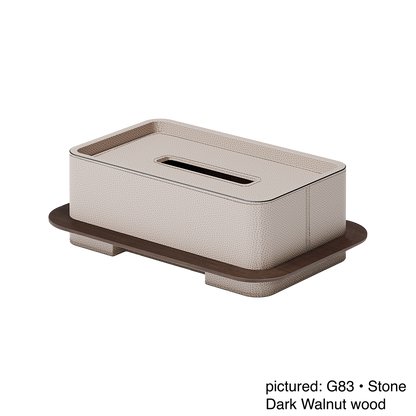 x Glenn Sestig Lloyd Leather-Covered Tissue Holder with Wooden Frame