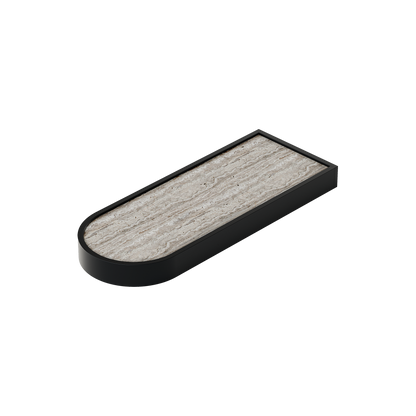 Giobagnara Noble | Valet Tray: Travertine marble with brushed bronze detailing and smooth finish, available in multiple sizes | Bathroom / Bathroom Collection | 2Jour Concierge, your luxury lifestyle shop | luxury interiors, hospitality décor, elegant living, designer home accessories, boutique hotels, refined lifestyle, yacht décor, office décor, executive interiors