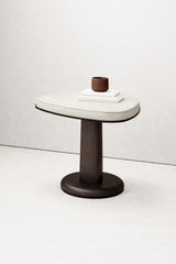 x Glenn Sestig Rockwell Leather-Covered Side Table with Wooden Base