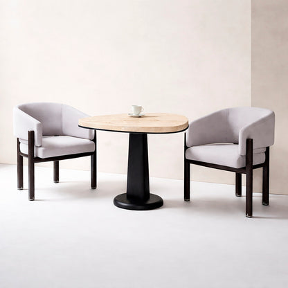 x Glenn Sestig Rockwell Marble Dining Table with Wooden Base