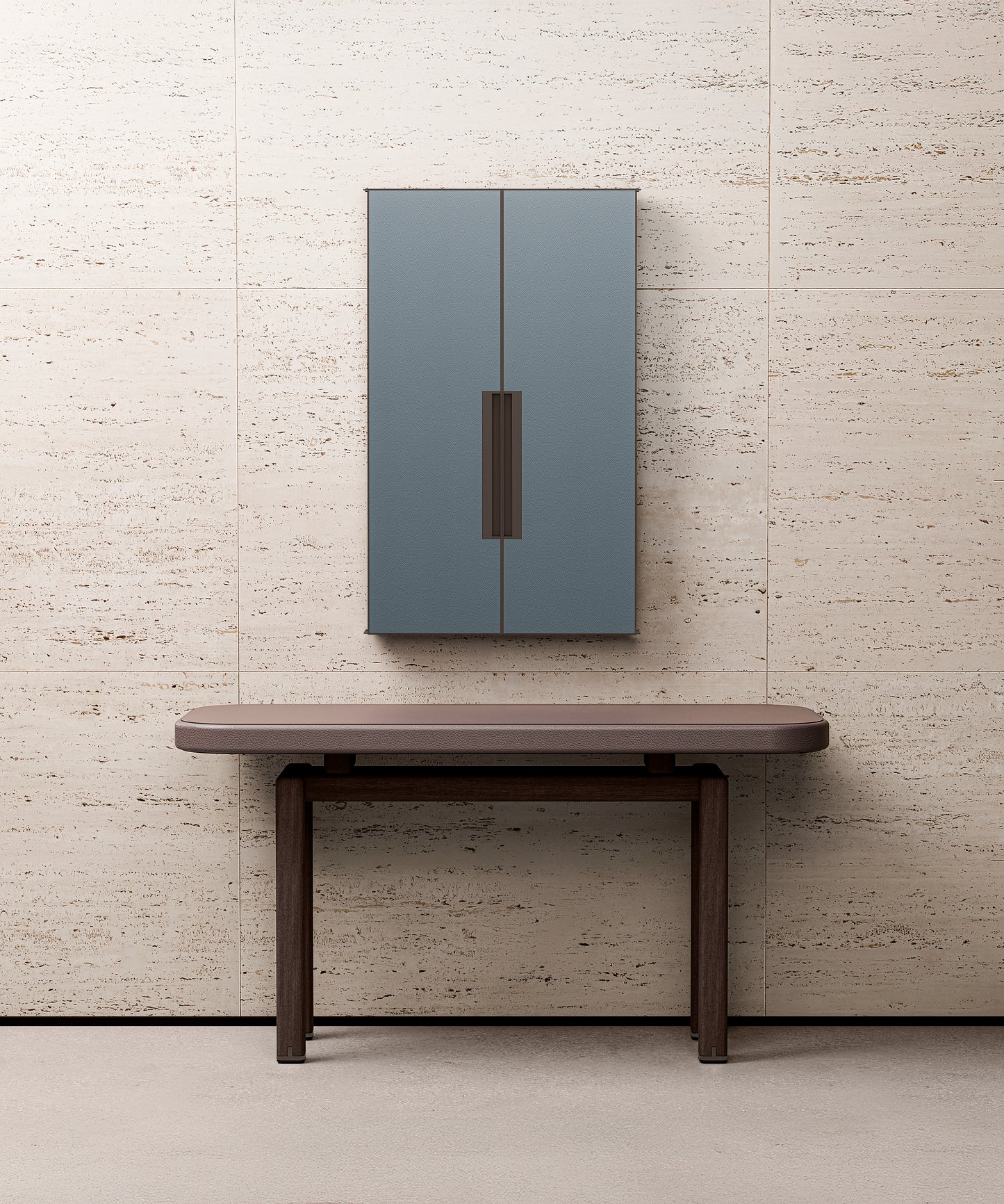 Glenn Sestig × Giobagnara | Meraya Wall Mirror with Doors: Leather-covered architectural mirror with concealed doors | Furniture / Mirrors | 2Jour Concierge, your luxury lifestyle shop | premium wall mirrors for expensive interiors, curated residences, and high-end architectural spaces