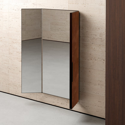 Glenn Sestig × Giobagnara | Meraya Wall Mirror with Doors: Leather-covered architectural mirror with concealed doors | Furniture / Mirrors | 2Jour Concierge, your luxury lifestyle shop | premium wall mirrors for expensive interiors, curated residences, and high-end architectural spaces