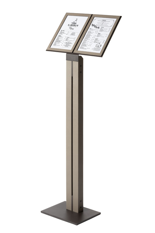 Pillar Metal Picture | Menu Frame Stand w Leather Inserts Double