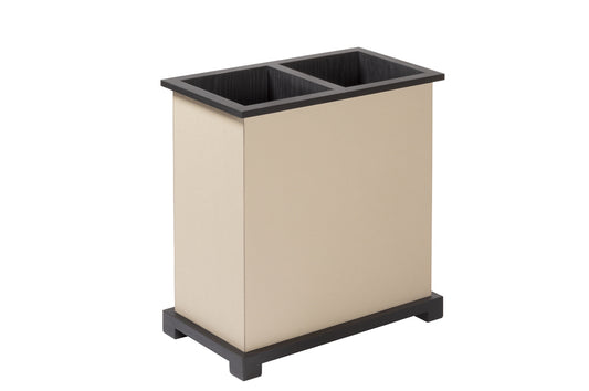 Manzoni Leather-Covered Oak Wood Double Umbrella Stand