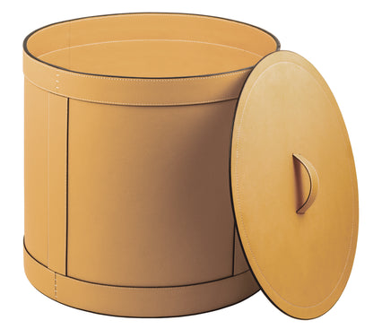 Leather Storage Basket, Round