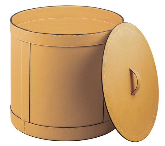 Leather Storage Basket, Round