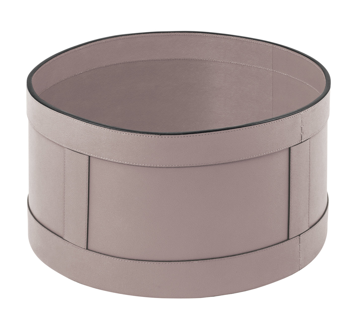 Leather Storage Basket, Round