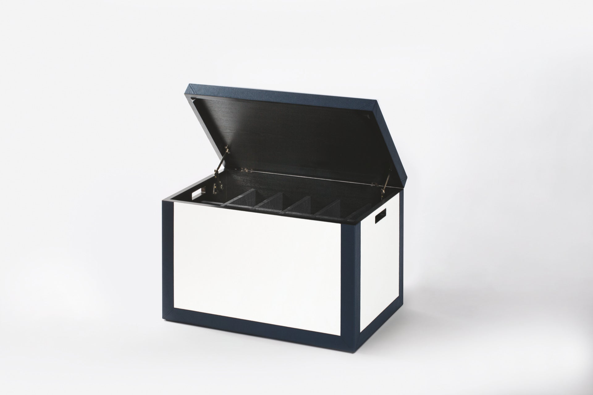 Giobagnara Papei | Shoe Trunk Bicolor: Leather with marine plywood structure, velvet interior, adjustable dividers, and soft-close plunger system | Furniture / Trunks | 2Jour Concierge, your luxury lifestyle shop | luxury interiors, refined storage, bespoke wardrobes, boutique hotels, yacht décor, executive residences
