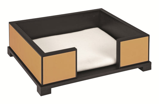 Giobagnara Oscar Oak Wood Dog Bed With Leather Inserts | Oak frame available in three finishes | Embedded leather on the outside for added elegance | Includes pillow with removable cushion cover | Explore Luxury Pet Accessories at 2Jour Concierge, #1 luxury high-end gift & lifestyle shop