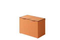 Luna Leather-Covered Wood Bin: Double with Hinged Lid