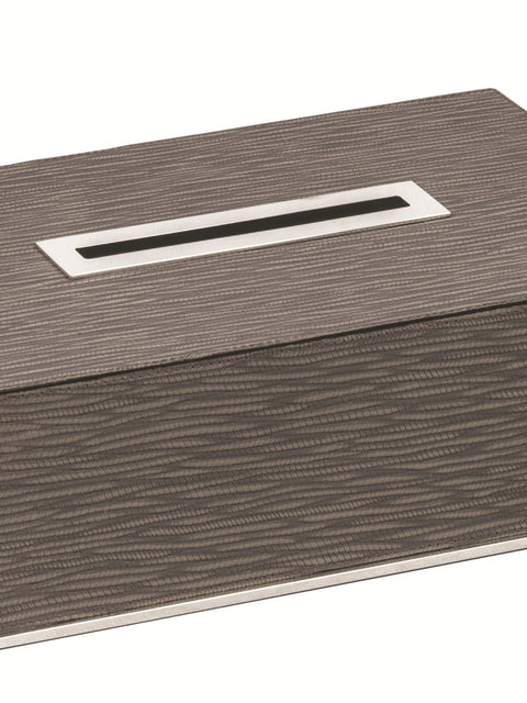 Firenze Leather-Covered Wood Tissue Holder with Flaps Rectangular