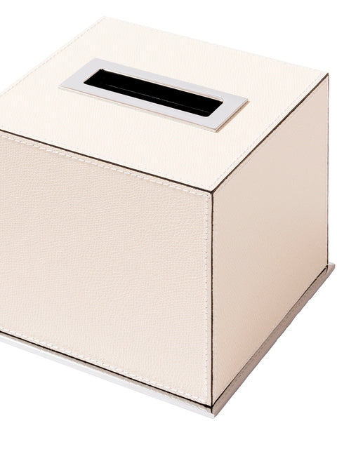Firenze Leather-Covered Wood Tissue Holder with Flaps Square