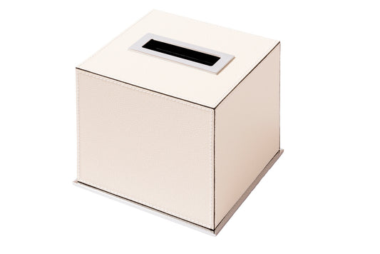 Firenze Leather-Covered Wood Tissue Holder with Flaps Square